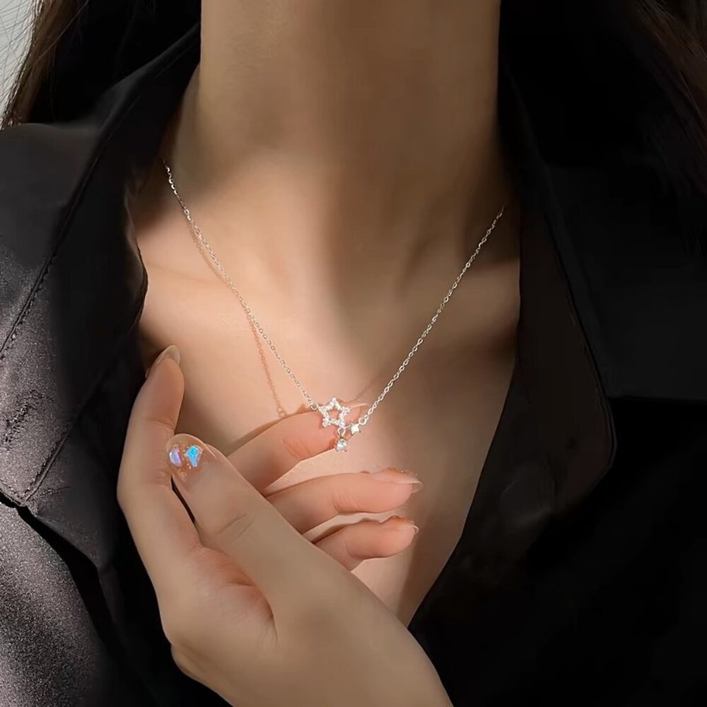Women’s Five Star Pendant Necklace Adjustable Minimalist Dainty Jewelry